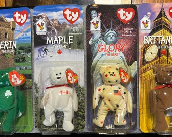 EXTREMELY RARE full set of 4 - Retired with errors McDonalds TY Beanie Babies
