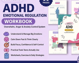 ADHD Emotional Regulation Workbook for Teens | Overwhelm, Anger & Anxiety Control System
