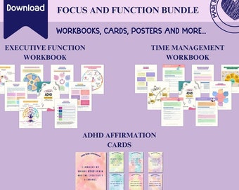 ADHD Executive Function Bundle | Focus, Time Management & Printable Worksheets