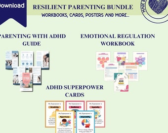 ADHD Parenting Bundle Printable, Teen Mental Health Worksheets, Emotional Regulation Workbook, ADHD Superpower Cards