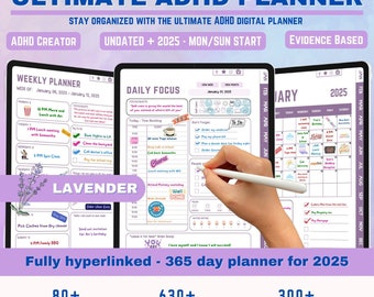 ADHD Digital Planner: Undated, Daily, Weekly (Goodnotes Template) (PDF)