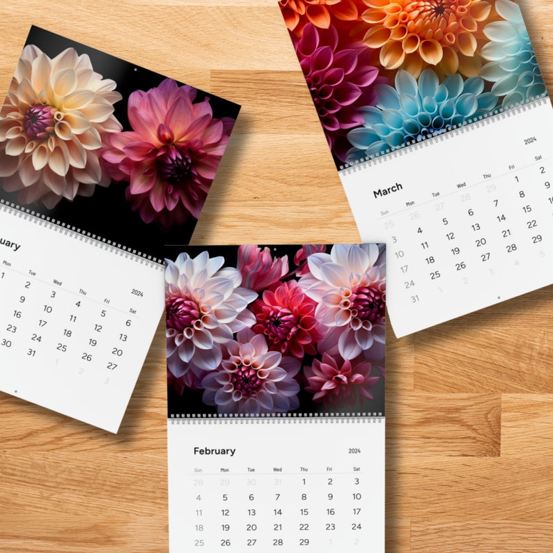 2024 Calendar Wall Calendar 2024 Flower Prints Etsy