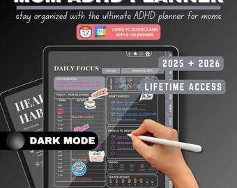 2026 ADHD Digital Planner for Moms: Home Management, Self-Care (Compatible with Goodnotes)