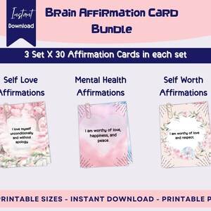 Tarjetas de estación de afirmación del cerebro de salud mental, tarjetas flash de citas positivas, tarjetas de afirmaciones, amor propio, autocuidado de confianza, decoración de oficina