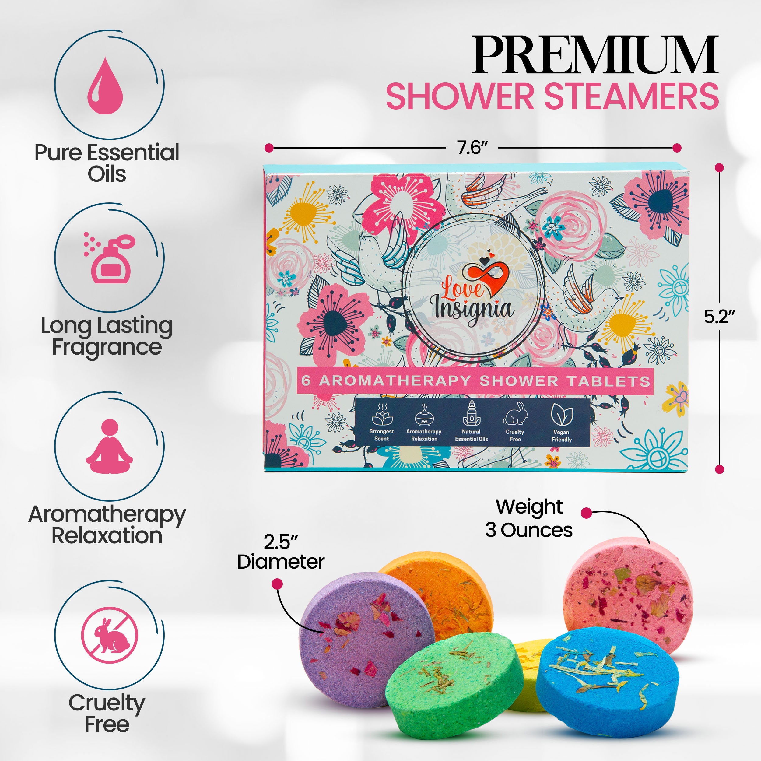 Shower Bombs Aromatherapy Organic Handmade Shower Steamers 6 Pack