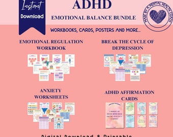 ADHD Emotional Balance Bundle: Workbooks, Cards (PDF)