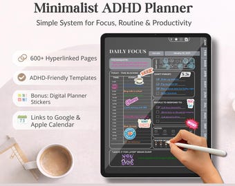 Minimalist ADHD Planner | Clean Daily System for Focus, Routine & Productivity