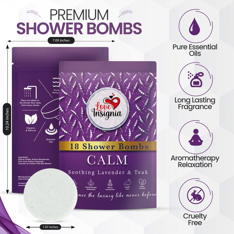 Shower Bombs Aromatherapy Lavender Organic Handmade Shower Steamers 18