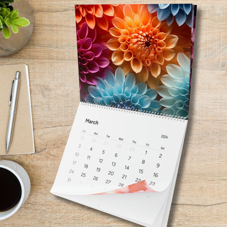 2024 Calendar Wall Calendar 2024 Flower Prints Etsy