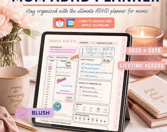 2026 Mom ADHD Digital Planner(Blush): Weekly, Daily, Habit Tracker (Goodnotes/Android) (Digital Download)