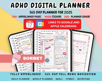 2026 ADHD Digital Planner for GoodNotes | Daily Weekly Monthly iPad Hyperlinked Planner
