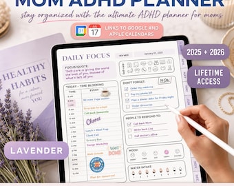 2026 Mom ADHD Digital Planner(Lavender): Weekly, Daily, Habit Tracker (Goodnotes/Android) (Digital Download)