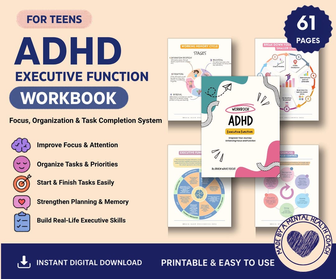 Executive Function Workbook for ADHD | Focus, Organization & Task ...