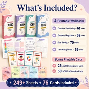 ADHD Toolkit for Teens, 4 Workbooks + 76 Cards, Executive Functioning ...