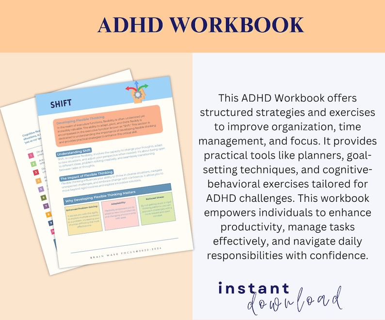 Adhd Executive Functioning Workbook For Coping Skills Infographics For Adhd Executive Functioning Workbook For Coping Skills Infographics For