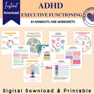 Quaderno di lavoro ADHD sul funzionamento esecutivo per la salute mentale degli adolescenti, capacità di adattamento, infografiche, strumenti terapeutici, ADHD negli adulti, terapia cognitivo-comportamentale