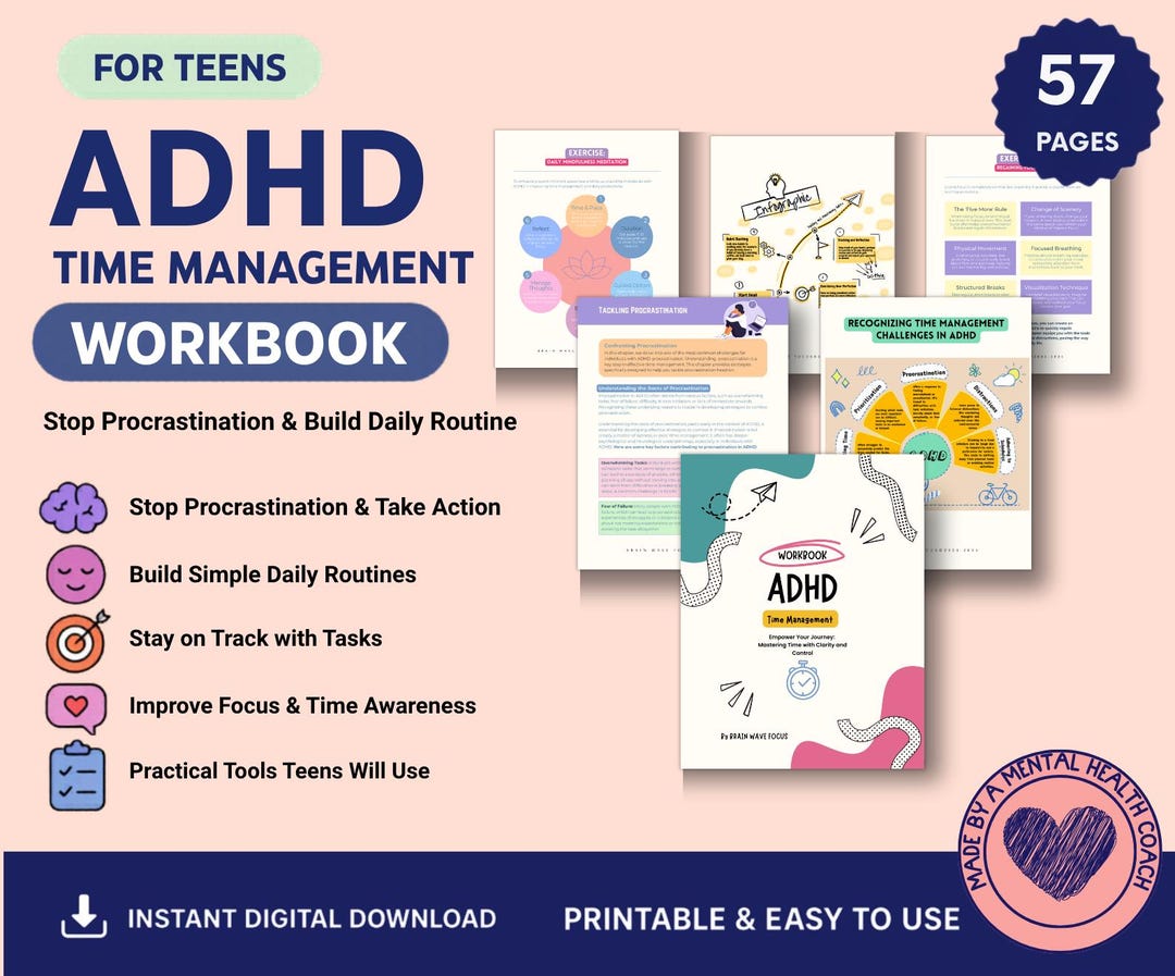 ADHD Time Management Workbook for Teens | Stop Procrastination & Build ...