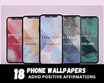 ADHD Affirmations Phone Wallpapers: Inspirational Self-Care (Digital Download)