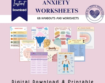 Anxiety Worksheets Journal | CBT Coping Skills, Trigger Reflection, Printable Therapy PDF
