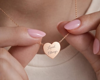 Engraved Heart Necklace | Self Love Jewelry | Meaningful Gift for Anxiety Relief