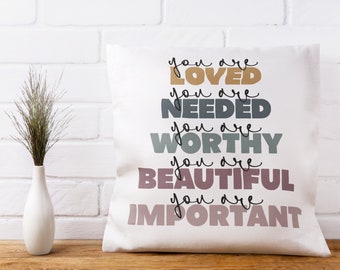 You are Loved Pillow Self Love Pillow, Decorative Pillow For Bedroom School Counselor Gift Therapist Decor Gift Mental Health Social Workers