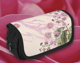 Vintage Floral Pencil Case: Dual Compartment Zipper Pouch, For Home, School, Office, and Travel - Stationery Organizer