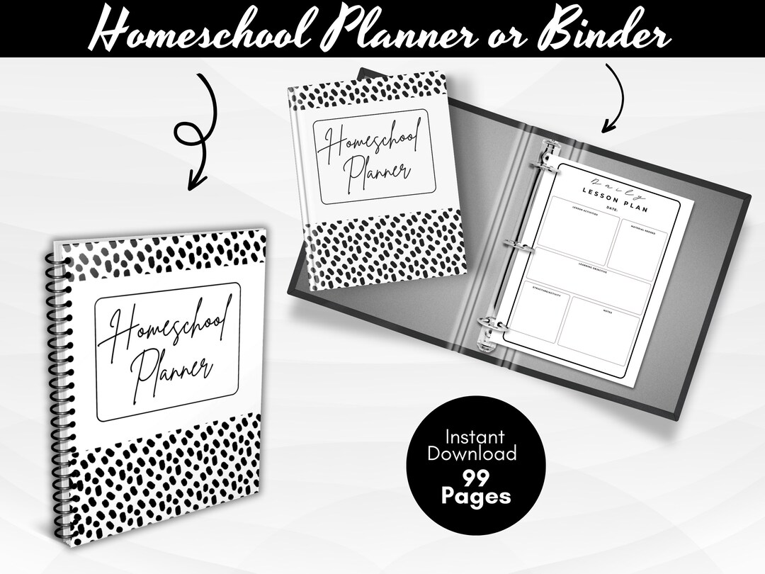 Comprehensive Homeschool Planner & Monthly Calendar PDF Fully Editable ...
