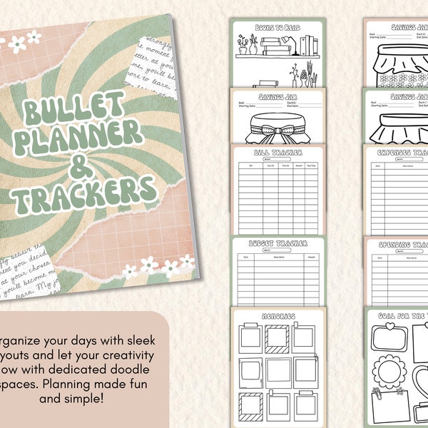 Premier Eco-Friendly Digital Planner Kit: Monthly Calendar & Bullet Journal in PDF, Ideal for iPad, Android Users