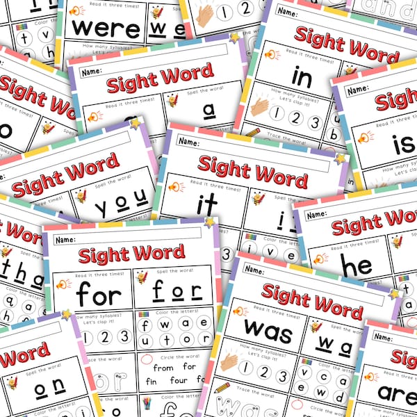 Interactive Early Reader Sight Words PDFs: Fun Spelling & Reading Activities for Kids - Educational Worksheets