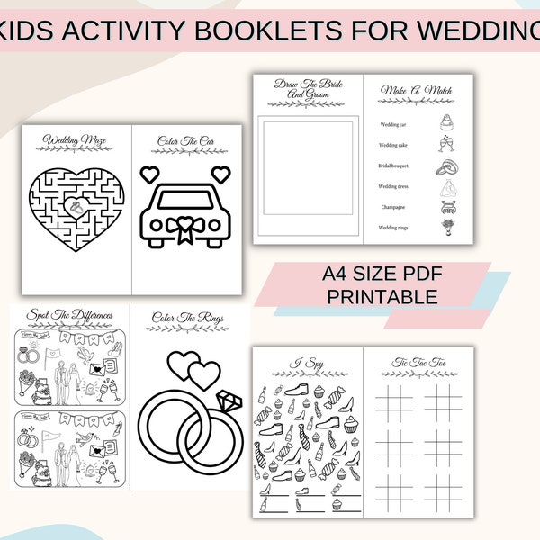 Children's Wedding Activity Book PDF | Engaging Coloring & Puzzle Pages | Quick Download Wedding Keepsake for Kids