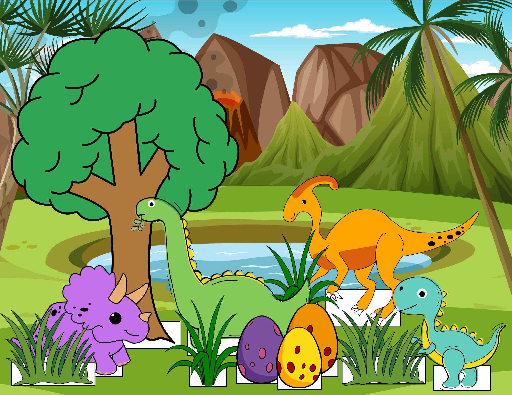 Printable Dinosaur Diorama Kit Fun DIY Craft &amp; Coloring Activity for ...