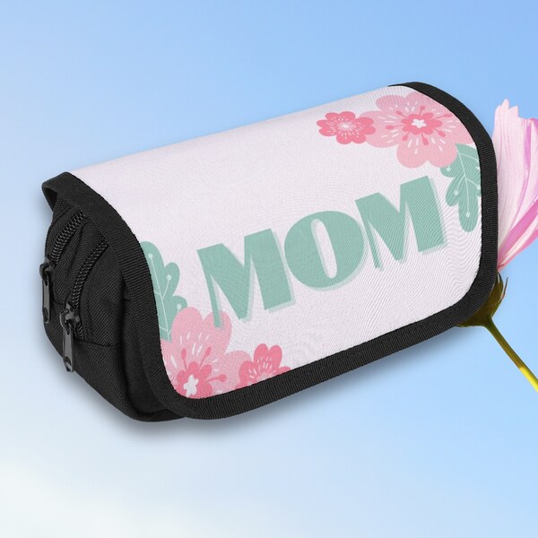 Cadeau pour la fête des mères : trousse à fleurs personnalisée pour maman, pochette résistante à fermeture éclair avec doubles poches de rangement, organiseur unique pour la fête des mères