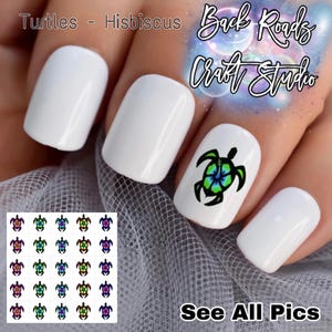 Zestaw naklejek wodnych Hibiscus Turtle Nail Art Waterslide, 50 sztuk + Bonus, instrukcje, sprawdź również naszą ofertę niestandardową
