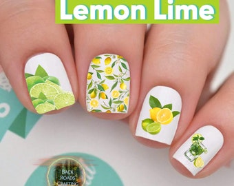 Lemon Lime Nail Art Waterslide Decal Stickers set of 50 + Bonus , Instructions , Free US Shipping