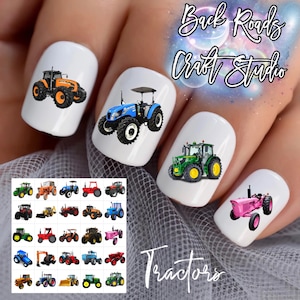 Tractor Nail Art Waterslide Decals set of 50 + Bonus, Instructions,