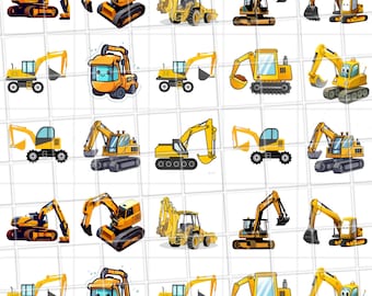 Excavator Nail Art Waterslide  Decals set of 50 + Bonus, Instructions,