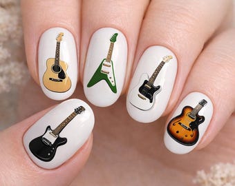 Guitars music Nail Art Waterslide  Decals set of 50 + Bonus, Instructions,