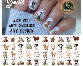 Goats Nail Art Waterslide Decal  set of 50 + Bonus , Instructions