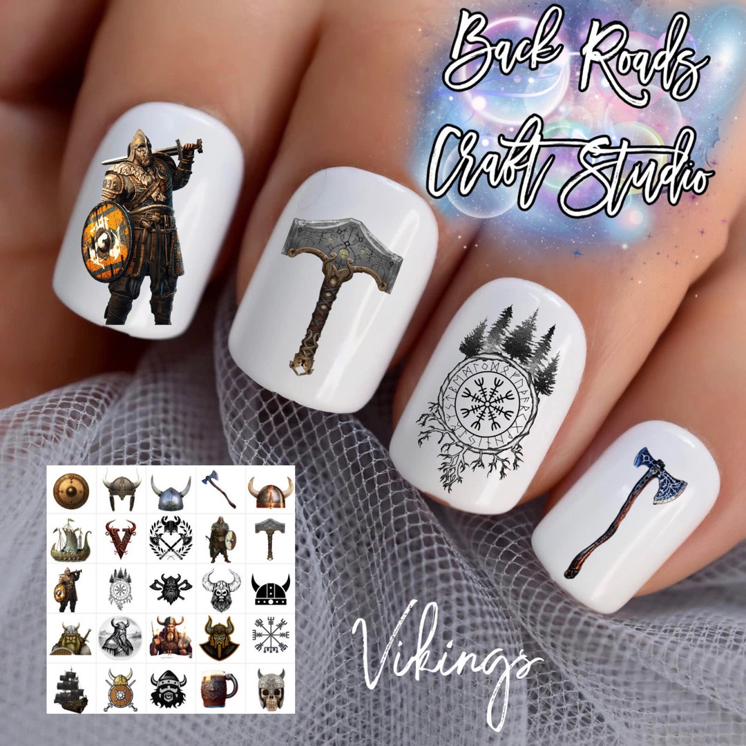 Viking Nail Art Waterslide Decals Stickers Set of 50 Bonus Etsy