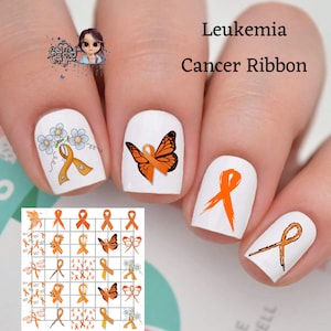 Białaczka rak pomarańczowa wstążka Nail Art Waterslide Decals zestaw 50 + Bonus, Instrukcje, sprawdź naszą niestandardową ofertę