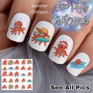 Zestaw naklejek wodnych Summer Octopus Nail Art Waterslide, 50 sztuk + Bonus, instrukcje, sprawdź również naszą ofertę niestandardową