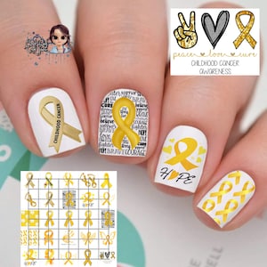 Dziecięca dziecięca wstążka z żółtego złota, rak, Nail Art Waterslide Decals, zestaw 50 sztuk + Bonus, instrukcje, sprawdź naszą niestandardową ofertę