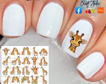 Giraffes Nail Art Waterslide Decals set of 50 + Bonus, Instructions,