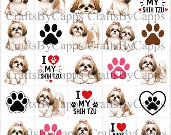 Shih tzu Nail Art Waterslide Decal  set of 50 + Bonus , Instructions KC