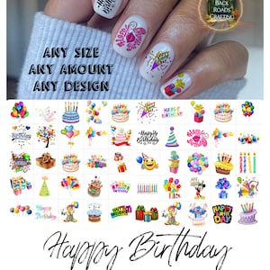 Happy Birthday Nail Art Waterslide Decal  Set of 50 + Bonus , Instructions,