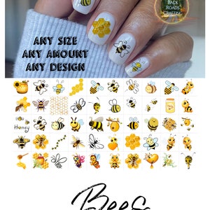 Zestaw naklejek wodnych Bees Bee Nail Art Waterslide, 50 sztuk + Bonus, instrukcje, sprawdź również naszą ofertę niestandardową