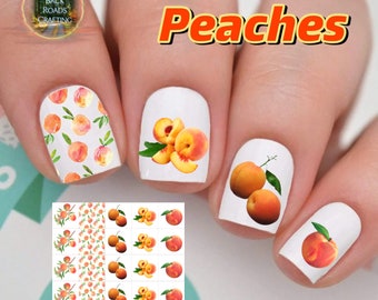 Peaches Nail Art Waterslide Decal Stickers set of 50 + Bonus , Instructions , Free US Shipping