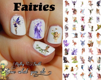 Fairies Nail Art Decal Waterslide Stickers set of 50 + Bonus , Instructions , Free US Shipping