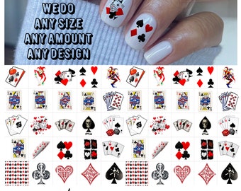 Playing Cards Nail Art Waterslide Decal Stickers set of 50 + Bonus , Instructions , Free US Shipping