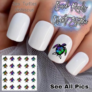Zestaw naklejek wodnych Hibiscus Turtle Nail Art Waterslide, 50 sztuk + Bonus, instrukcje, sprawdź również naszą ofertę niestandardową